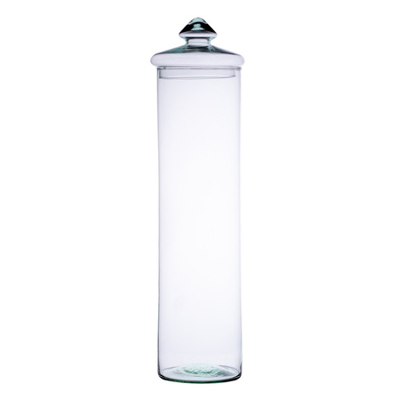 Glass cylinder vase+lid H:50cm D:14cm